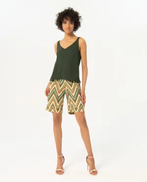 024- Ruffle Detail Strap Top- Khaki - Surkana