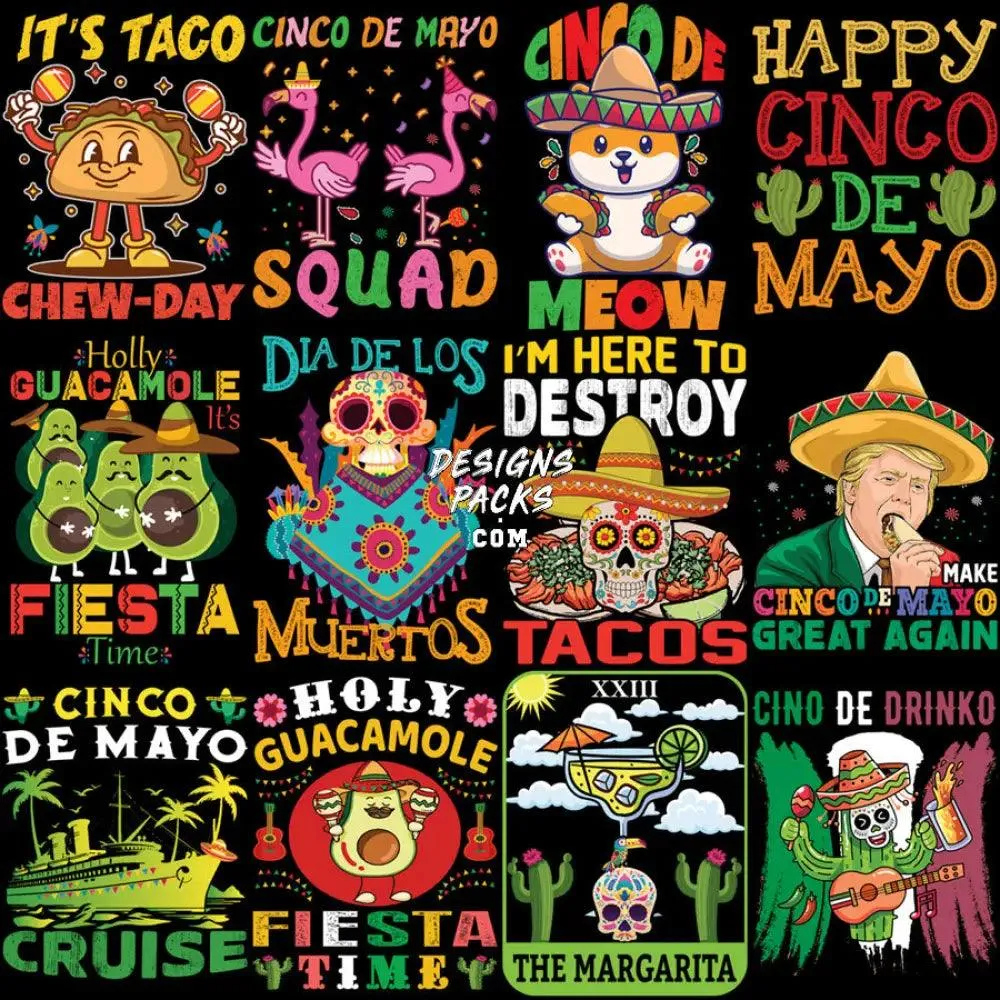 100 Cinco De Mayo Day of the Deads Designs Bundle PNG