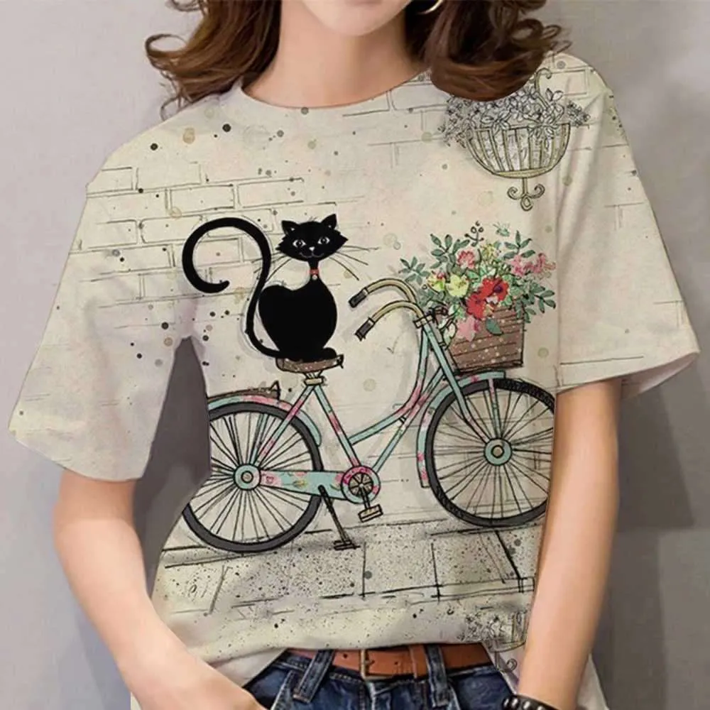 3D Cat dog Print T-shirts
