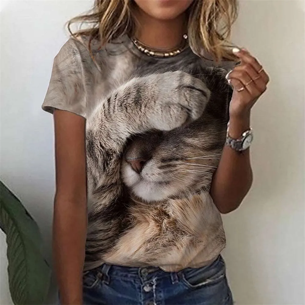 3D Cat dog Print T-shirts