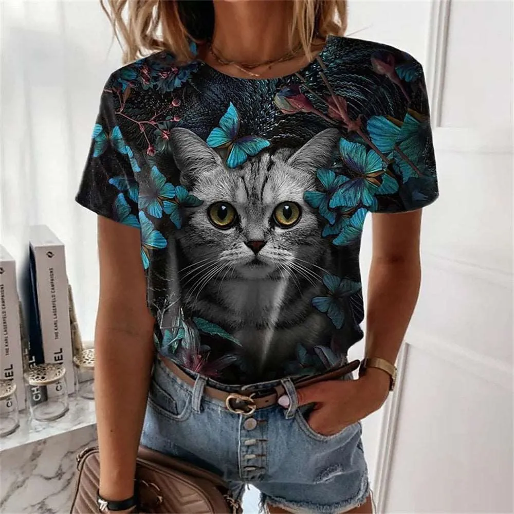 3D Cat dog Print T-shirts