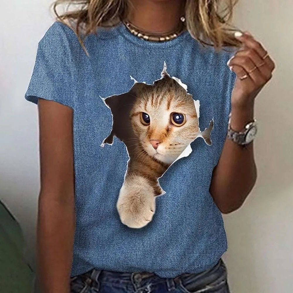 3D Cat dog Print T-shirts
