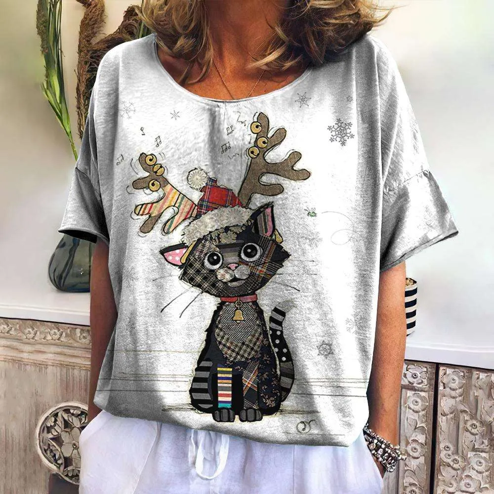 3D Cat dog Print T-shirts