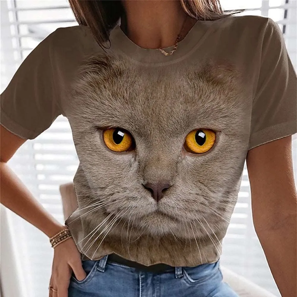 3D Cat dog Print T-shirts