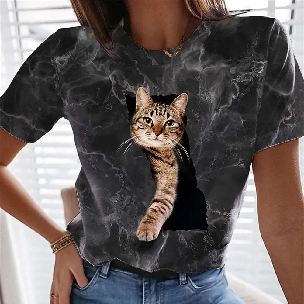 3D Cat dog Print T-shirts