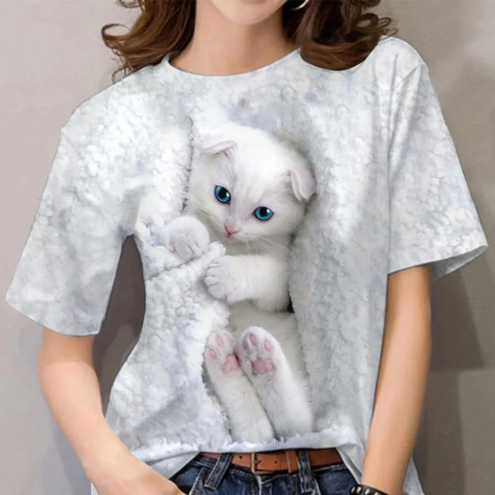 3D Cat dog Print T-shirts