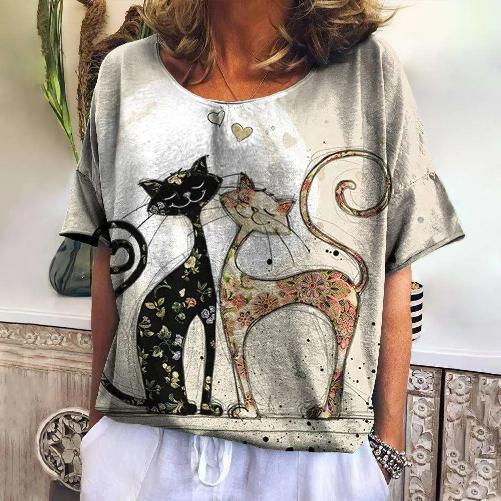 3D Cat dog Print T-shirts