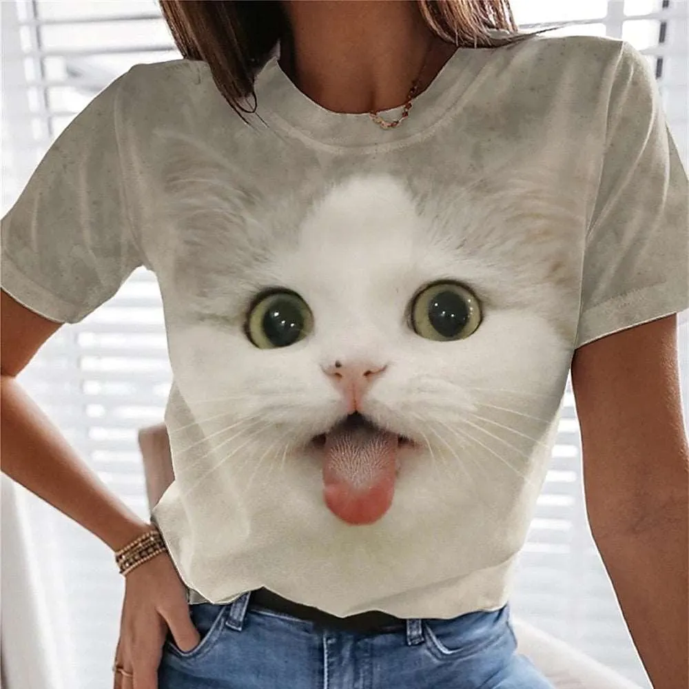 3D Cat dog Print T-shirts