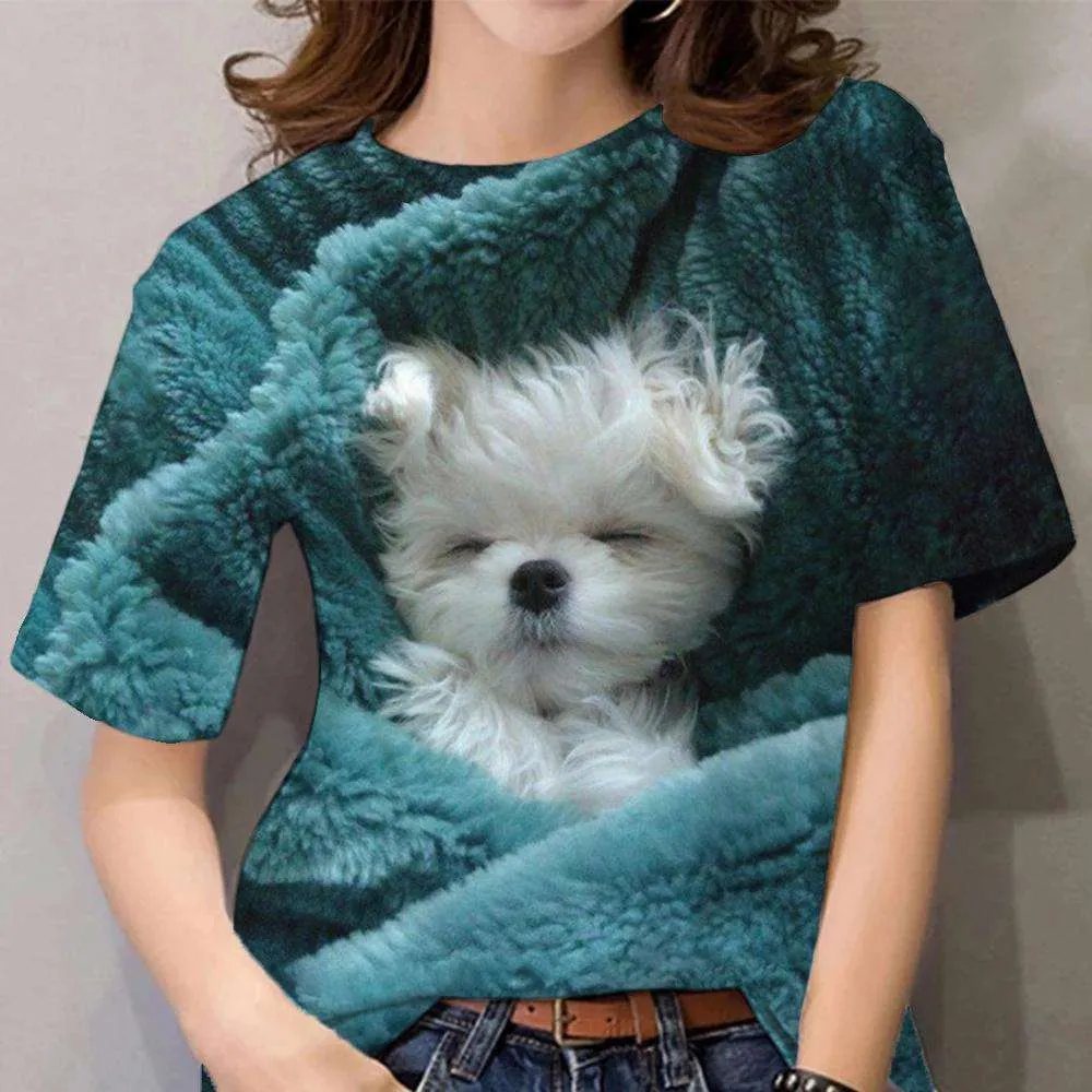 3D Cat dog Print T-shirts