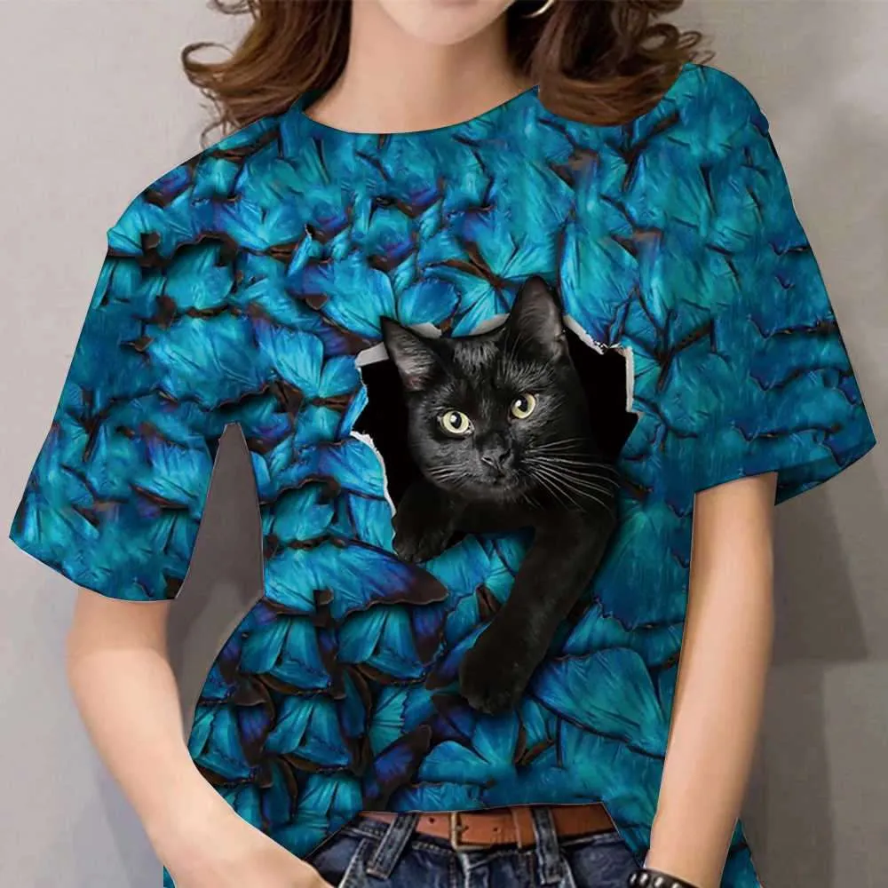 3D Cat dog Print T-shirts
