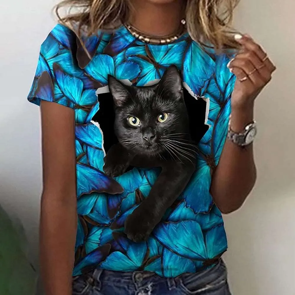3D Cat dog Print T-shirts