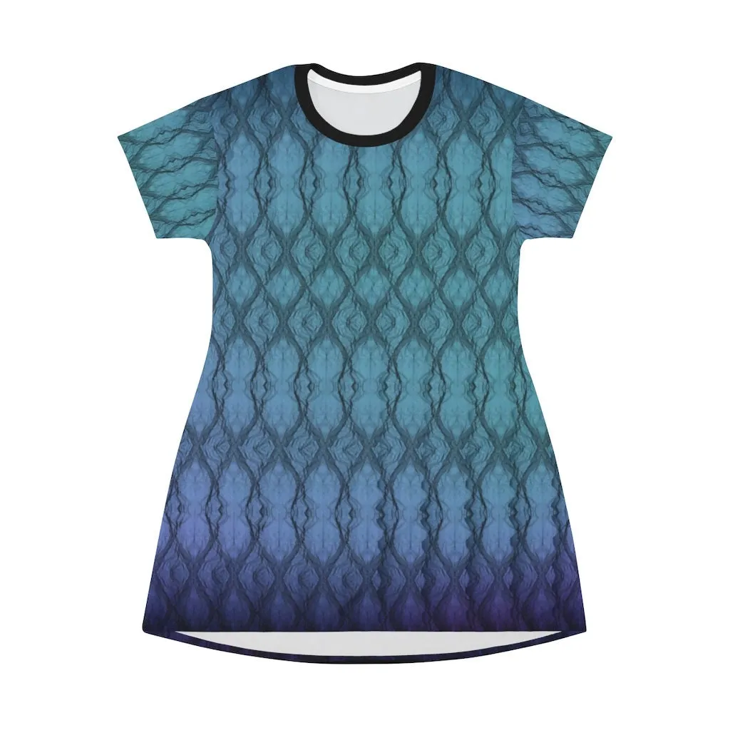 3Tone Gradient T-shirt s-sleeve Aline Dress,Casual Athletic,Gift For Mom/Anniversary/Wife/Gf/Aunt/Birthday,Valentine/Thanksgiving/Halloween