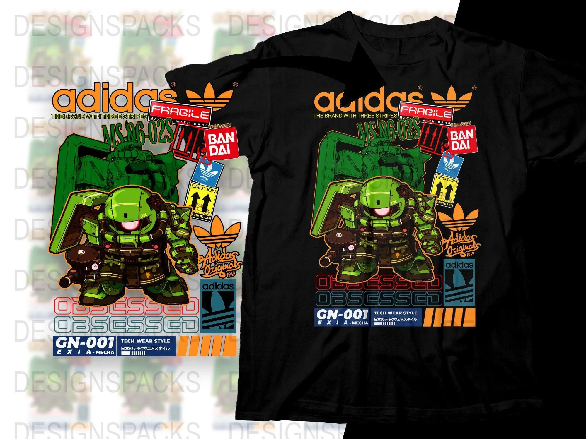 Adorable Gundam Green Robot Graphic Design Png Digital Download