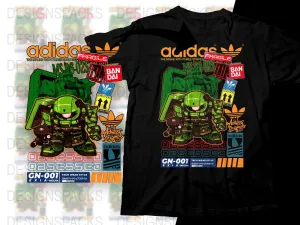 Adorable Gundam Green Robot Graphic Design Png Digital Download