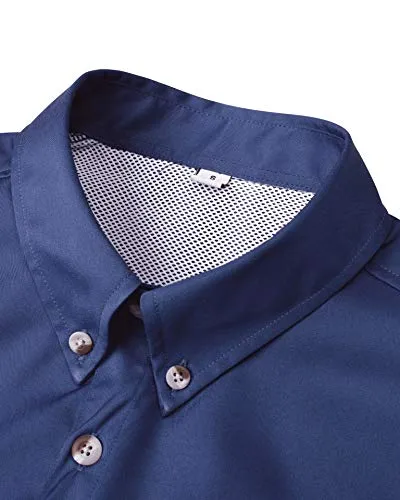 Alimens & Gentle Short Sleeve Outdoor UPF 40  Breathable Quick Dry Wicking Fabric Fishing Shirt, Blue, X-Large