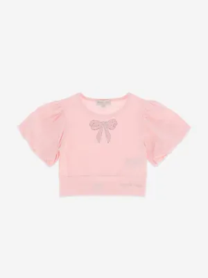 Angels Face Girls Dollie Pearl Bow Top in Pink