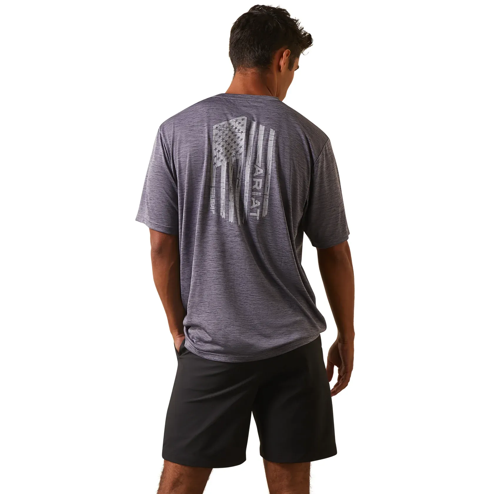 Ariat Men's Charger Vertical Flag Graystone Graphic T-Shirt