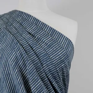 Arizona - Denim Blue Sketch Stripe, Single Jersey Cotton Elastane Print Fabric