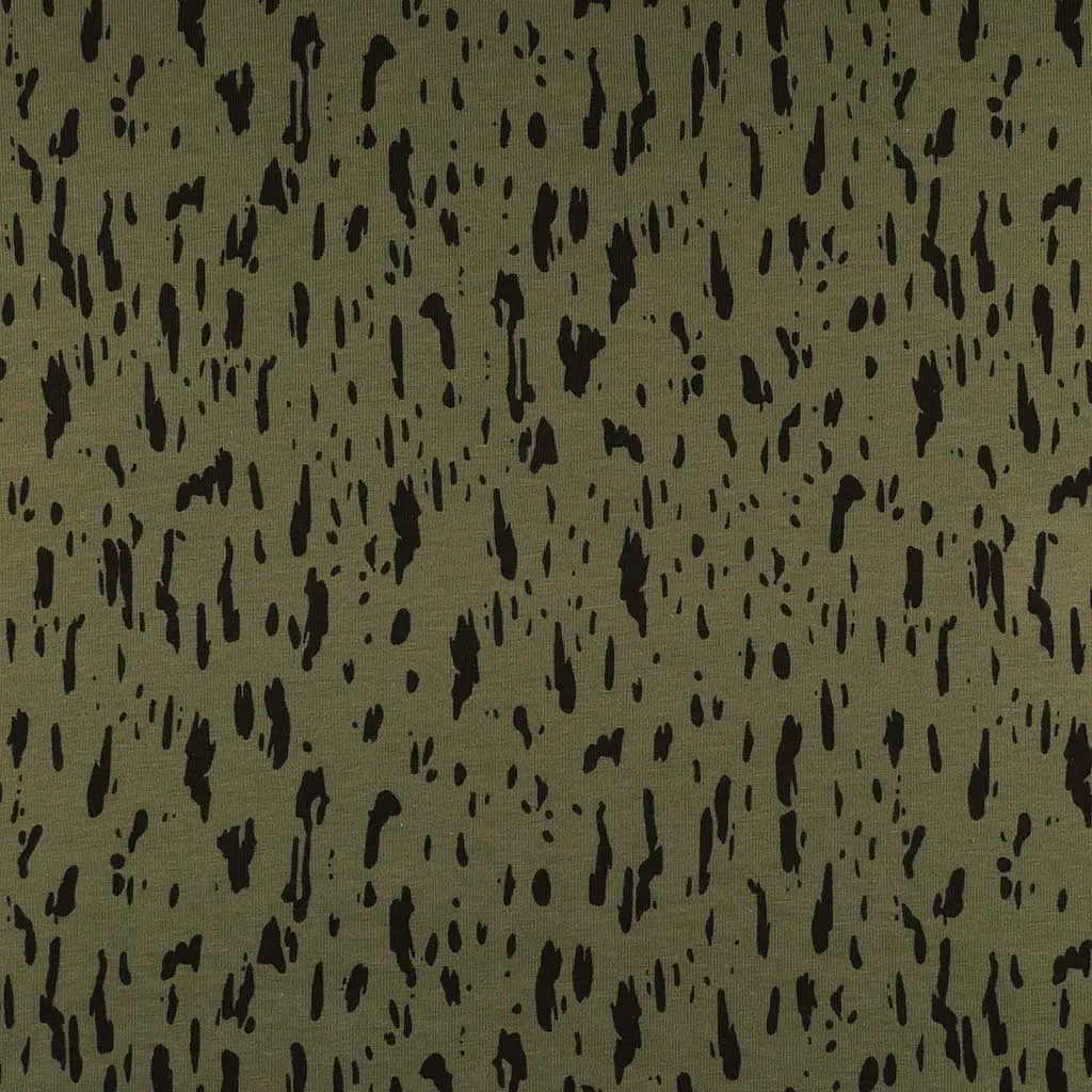Arizona - Sage Green Dashes, Single Jersey Organic Cotton Elastane Fabric Sample