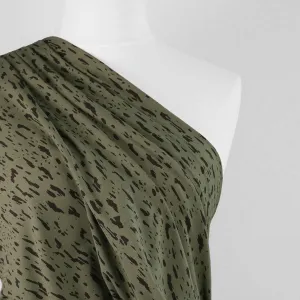 Arizona - Sage Green Dashes, Single Jersey Organic Cotton Elastane Fabric Sample