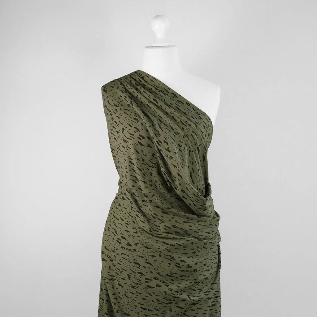 Arizona - Sage Green Dashes, Single Jersey Organic Cotton Elastane Fabric Sample