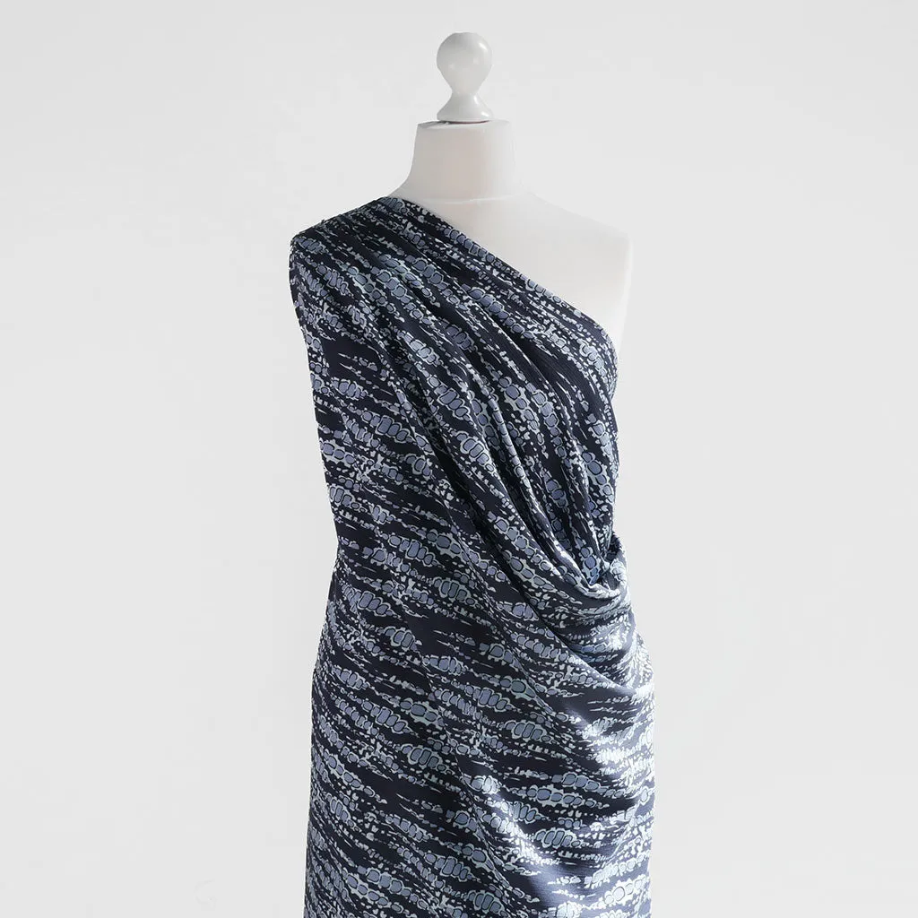 Avignon - Blue Bubbles Viscose Crinkle Woven Fabric
