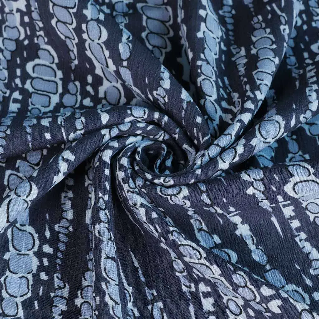 Avignon - Blue Bubbles Viscose Crinkle Woven Fabric