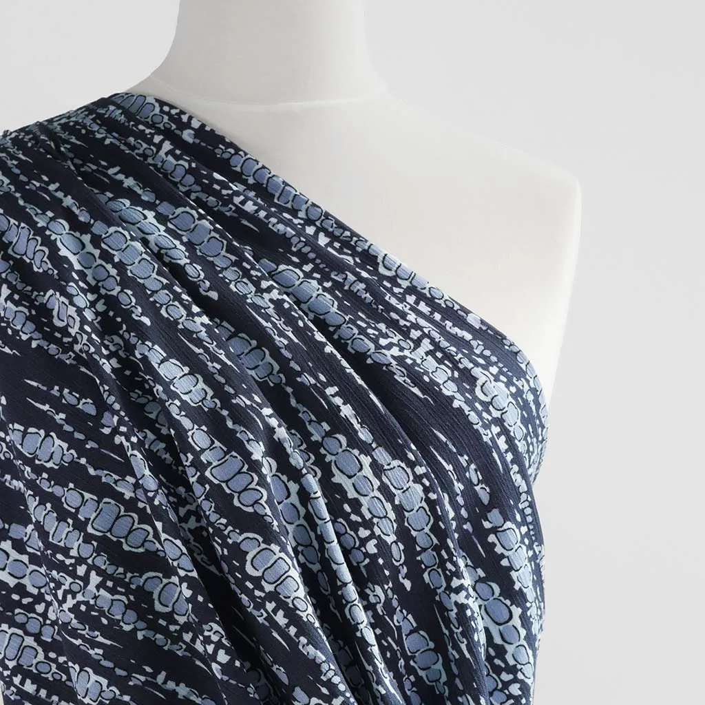 Avignon - Blue Bubbles Viscose Crinkle Woven Fabric