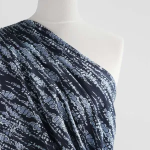 Avignon - Blue Bubbles Viscose Crinkle Woven Fabric