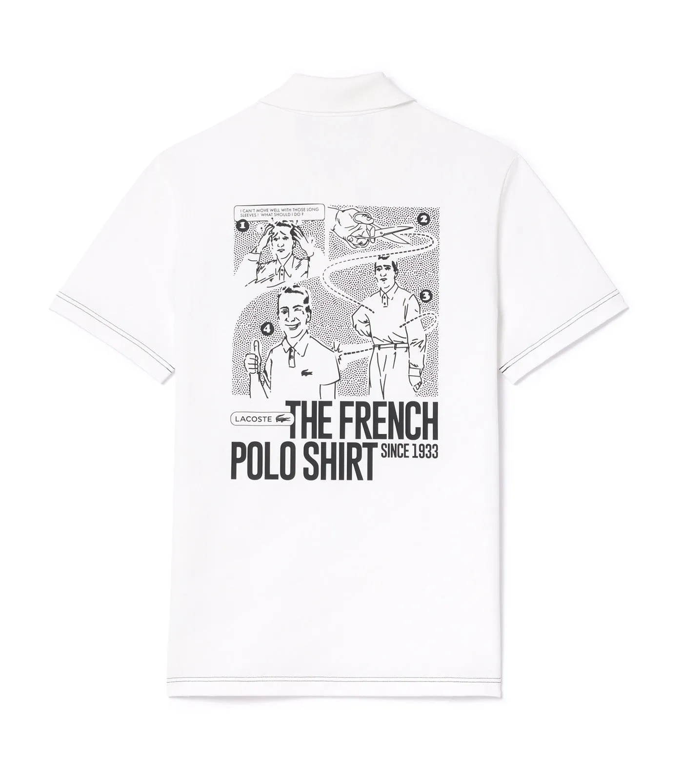 Back and Front Print Lacoste Movement Polo Shirt White