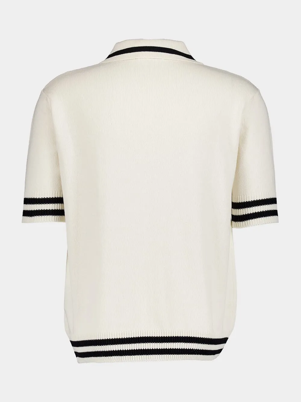 Balmain White Signature Embroidered Logo Polo Shirt