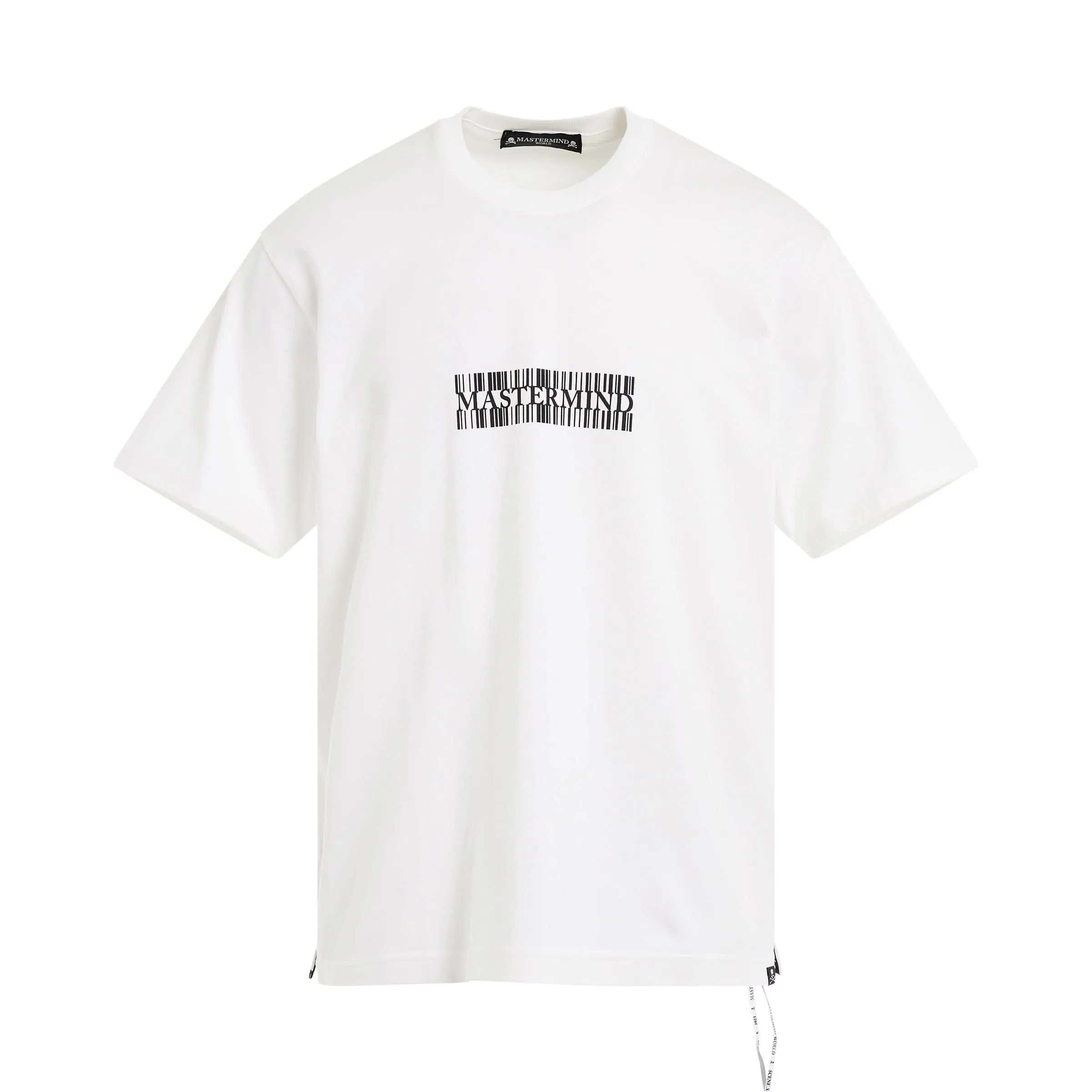 Barcode Logo and Skull T-Shirt in White