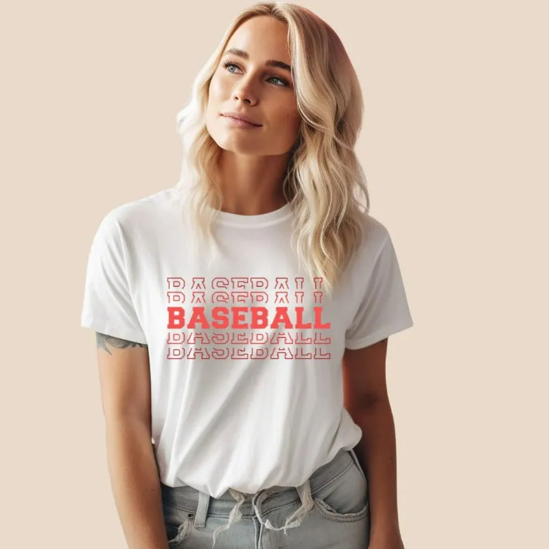 Baseball Baseball Baseball Baseball Sports Lettering Graphic Tee