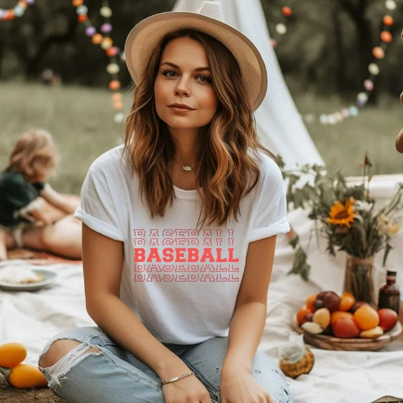Baseball Baseball Baseball Baseball Sports Lettering Graphic Tee