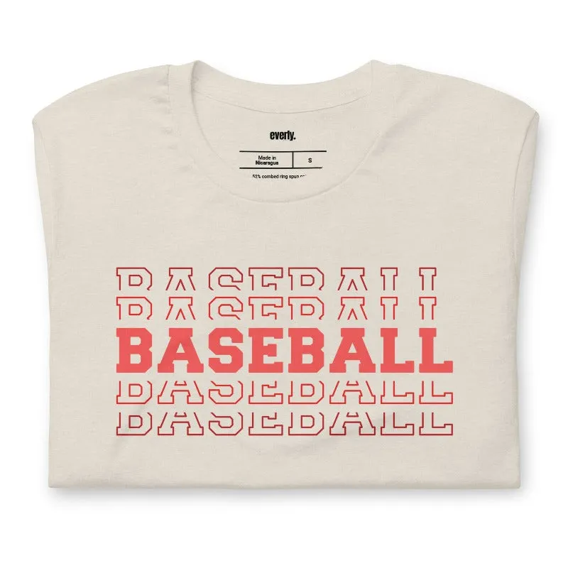 Baseball Baseball Baseball Baseball Sports Lettering Graphic Tee