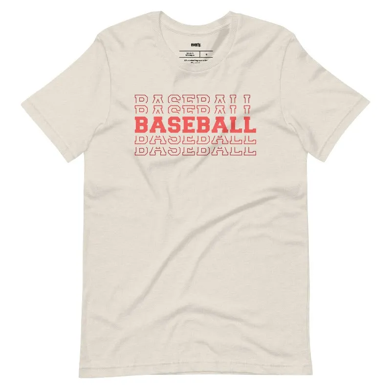 Baseball Baseball Baseball Baseball Sports Lettering Graphic Tee