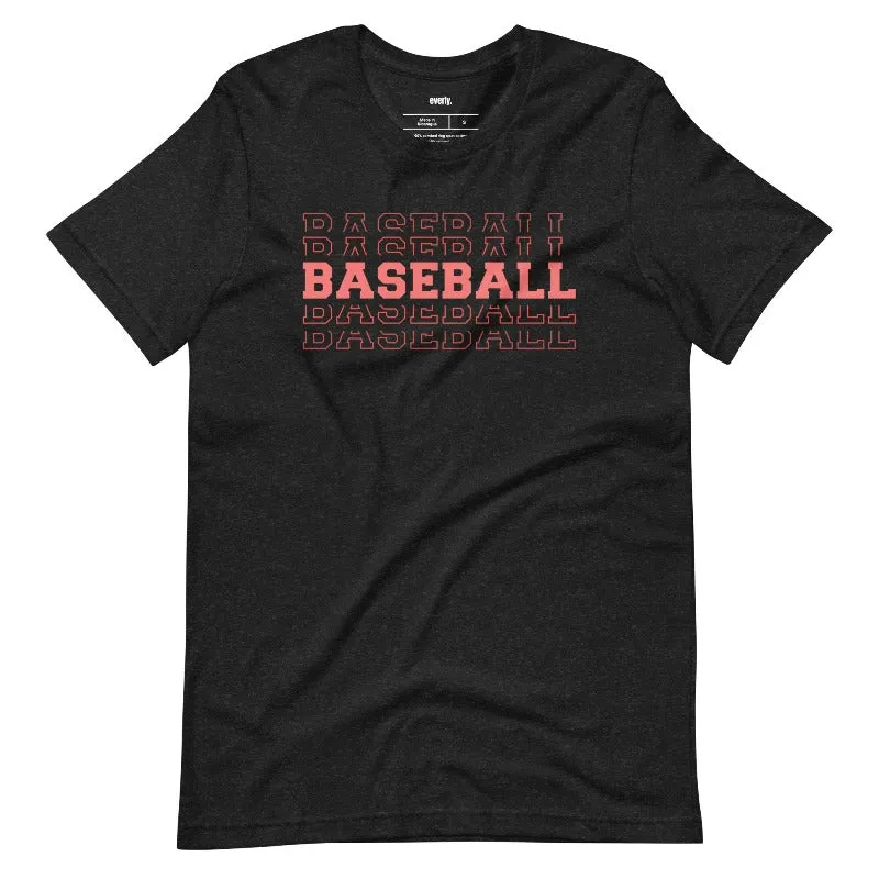 Baseball Baseball Baseball Baseball Sports Lettering Graphic Tee