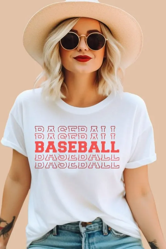 Baseball Baseball Baseball Baseball Sports Lettering Graphic Tee