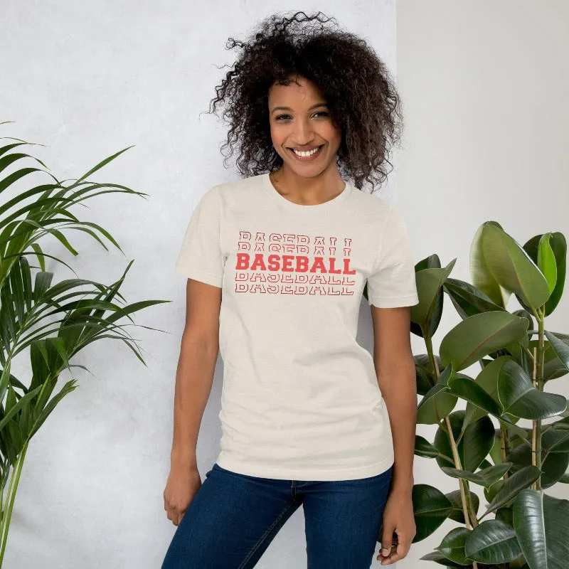 Baseball Baseball Baseball Baseball Sports Lettering Graphic Tee