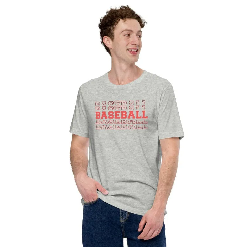 Baseball Baseball Baseball Baseball Sports Lettering Graphic Tee
