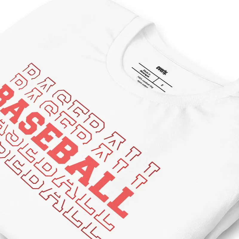 Baseball Baseball Baseball Baseball Sports Lettering Graphic Tee