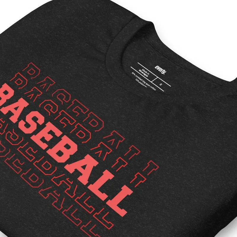Baseball Baseball Baseball Baseball Sports Lettering Graphic Tee