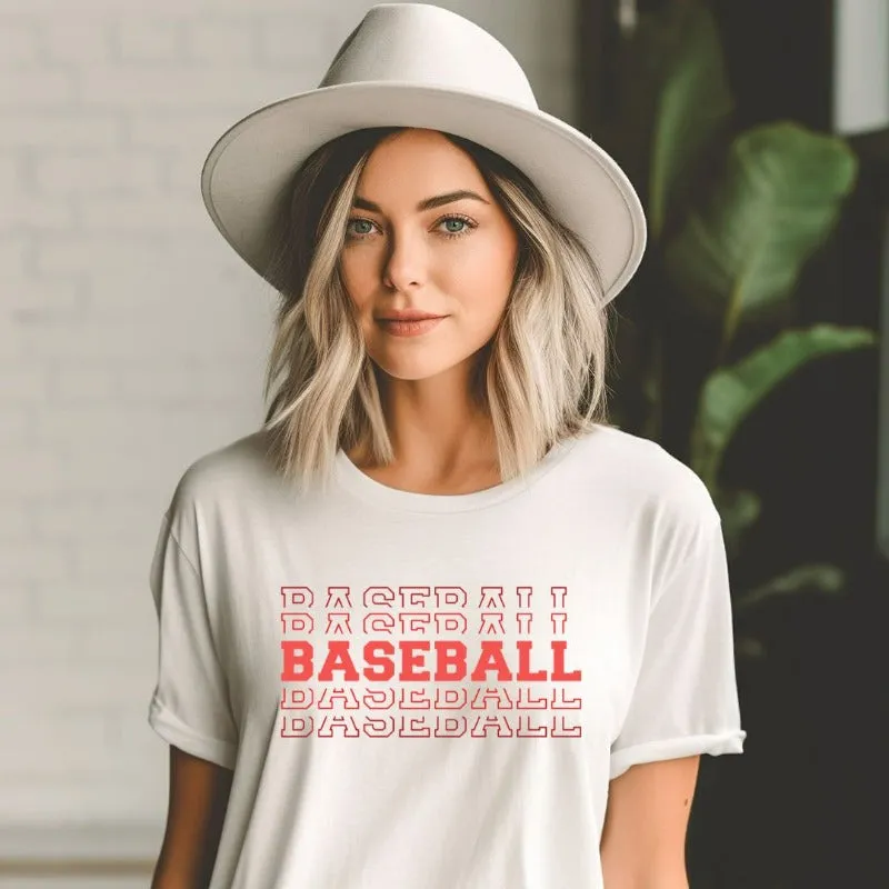 Baseball Baseball Baseball Baseball Sports Lettering Graphic Tee