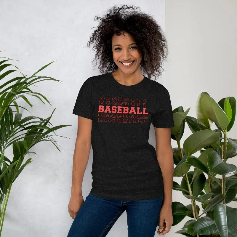 Baseball Baseball Baseball Baseball Sports Lettering Graphic Tee