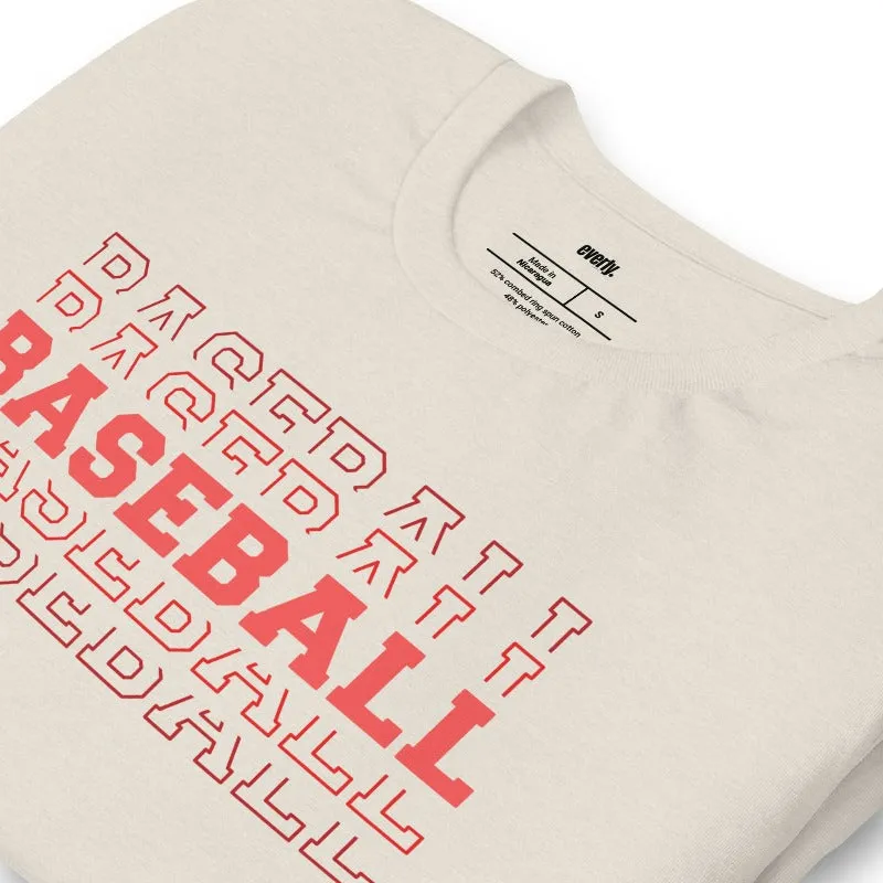 Baseball Baseball Baseball Baseball Sports Lettering Graphic Tee