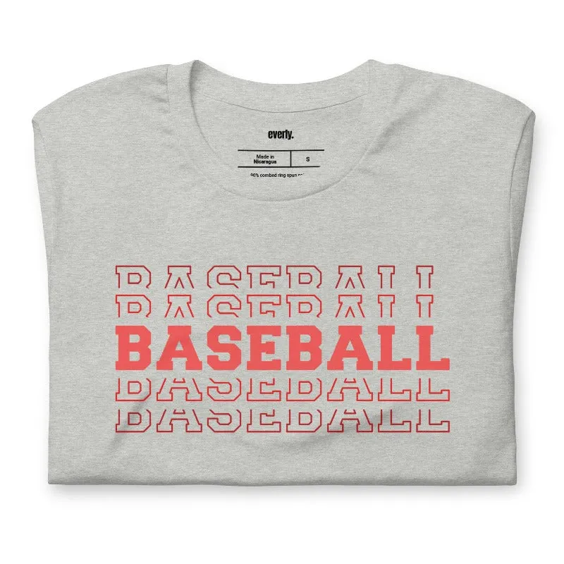 Baseball Baseball Baseball Baseball Sports Lettering Graphic Tee