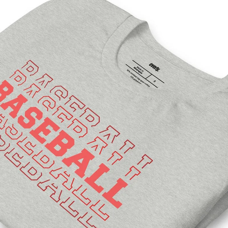 Baseball Baseball Baseball Baseball Sports Lettering Graphic Tee