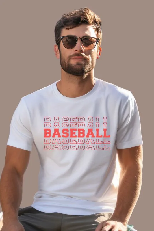 Baseball Baseball Baseball Baseball Sports Lettering Graphic Tee