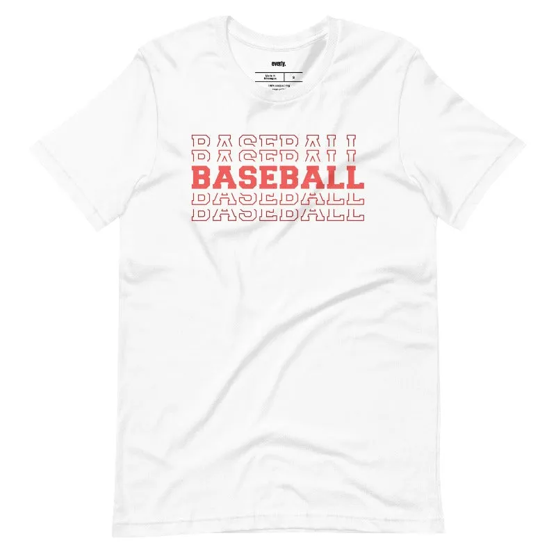 Baseball Baseball Baseball Baseball Sports Lettering Graphic Tee