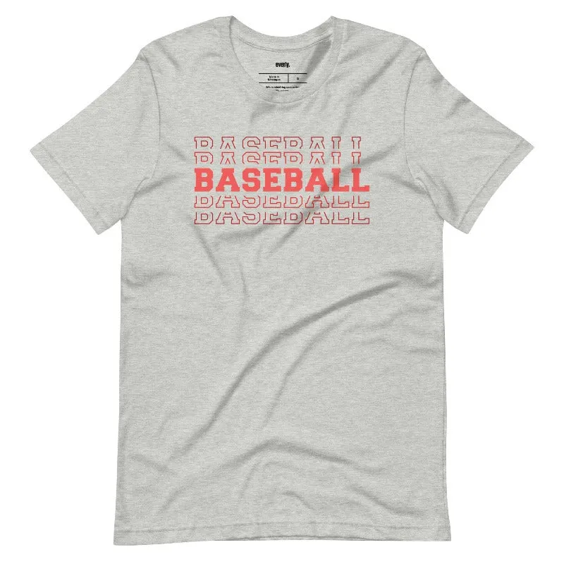 Baseball Baseball Baseball Baseball Sports Lettering Graphic Tee